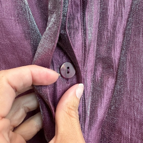 Vintage Simonton Says Purple Mauve Metallic Shimmer Gorgeous Blouse Plus Size 1X - Picture 4 of 11